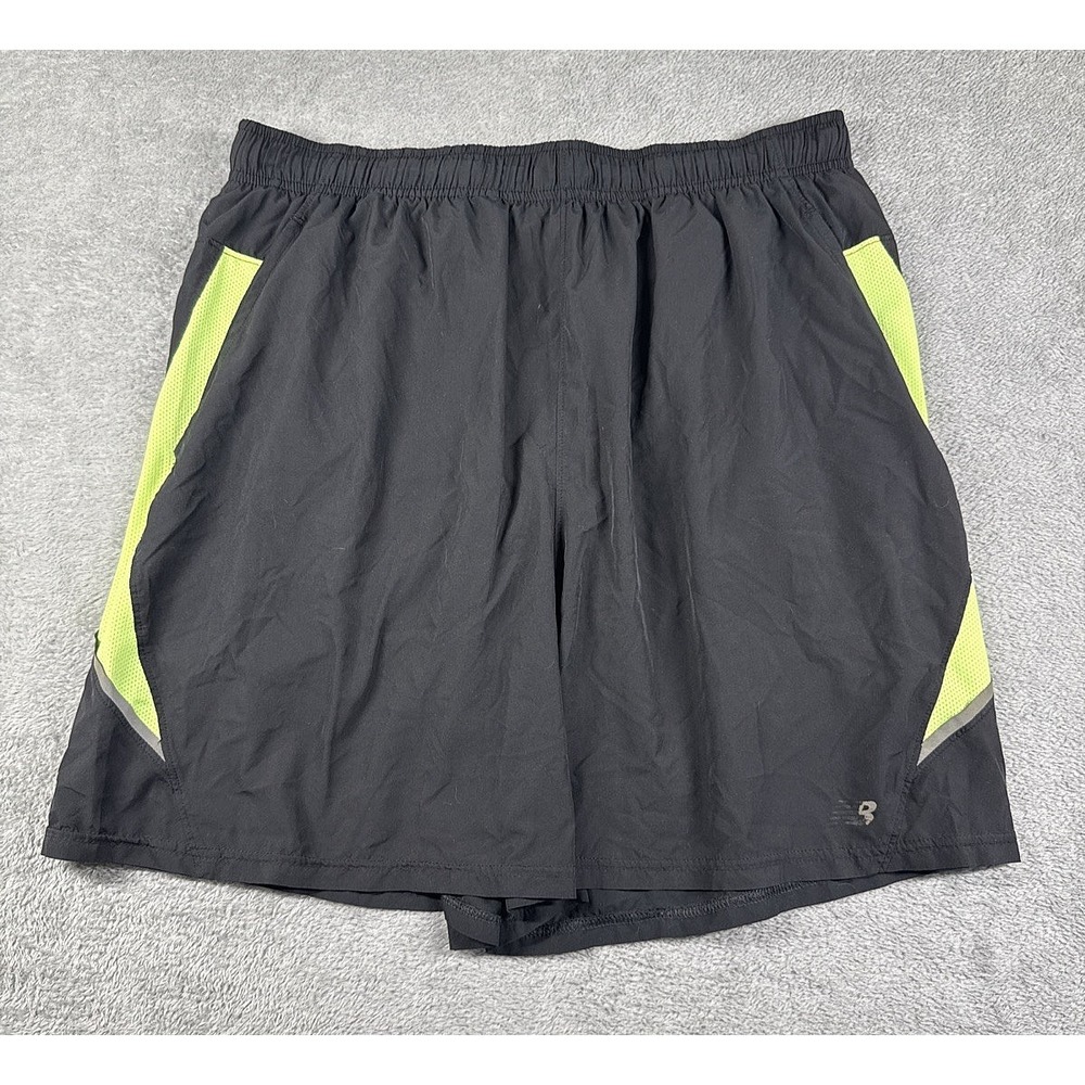 New Balance Men's Lined Lightening Dry Running Shorts Black/Lime Green Size XL